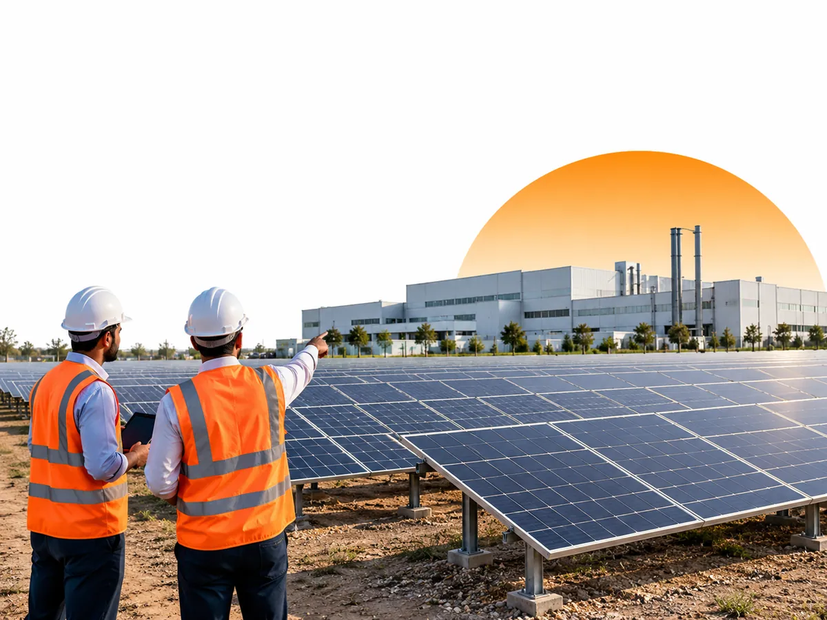 Ground Mount Solar - Professional solar installation services Engineers planning a ground mounted solar plant for industry, ground mount solar solutions provider in India